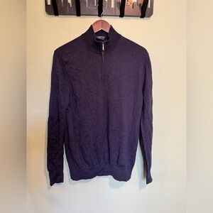 Charles Tyrwhitt Merino Wool Men's Navy Quarter-Zip Sweater